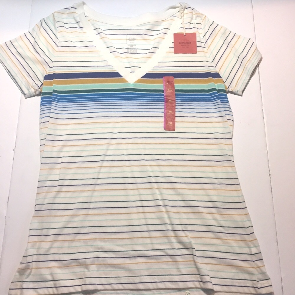 Mossimo retro stripe white boyfriend tee XXL